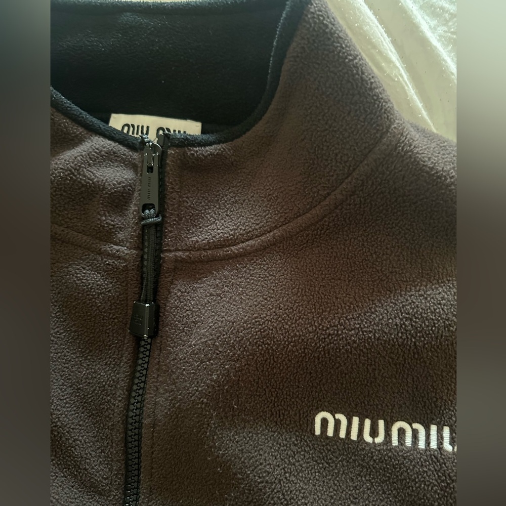 Miu Miu Brown Fleece Zip Jacket - Picture 3 of 4